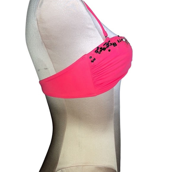 Victoria’s Secret hot pink bikini top with sequins. Size M - Picture 3 of 7